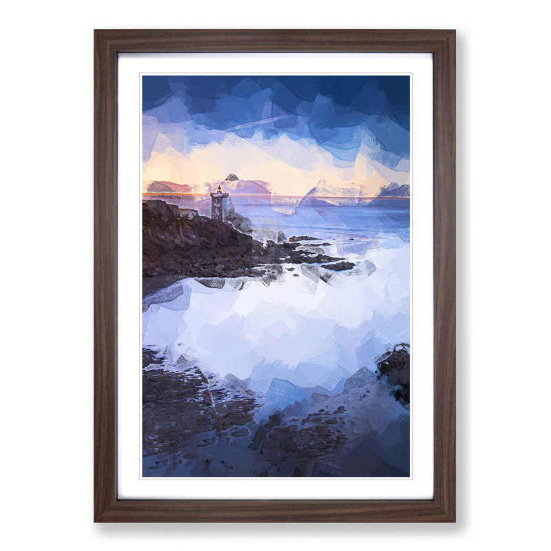 Lighthouse in France in Abstract - Picture Frame Graphic Art Print, Walnut Framed, 36cm H x 27cm W x 2cm D