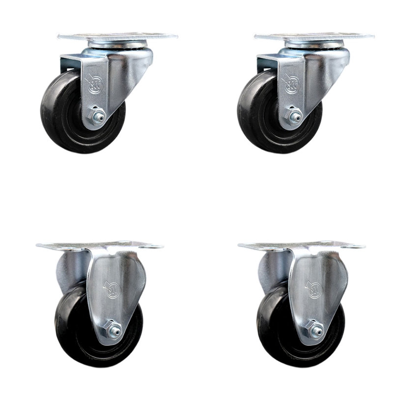 4 Piece Hard Rubber Caster Set