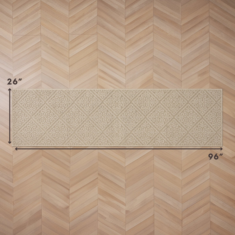 Austell Machine Woven Synthetic Area Rug in Beige, Runner 2'2" x 8', Brown