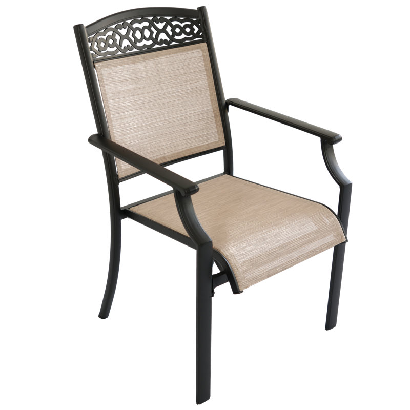 Ensemble de 2 chaises de patio d'extérieur en aluminium avec accoudoirs et tissu respirant