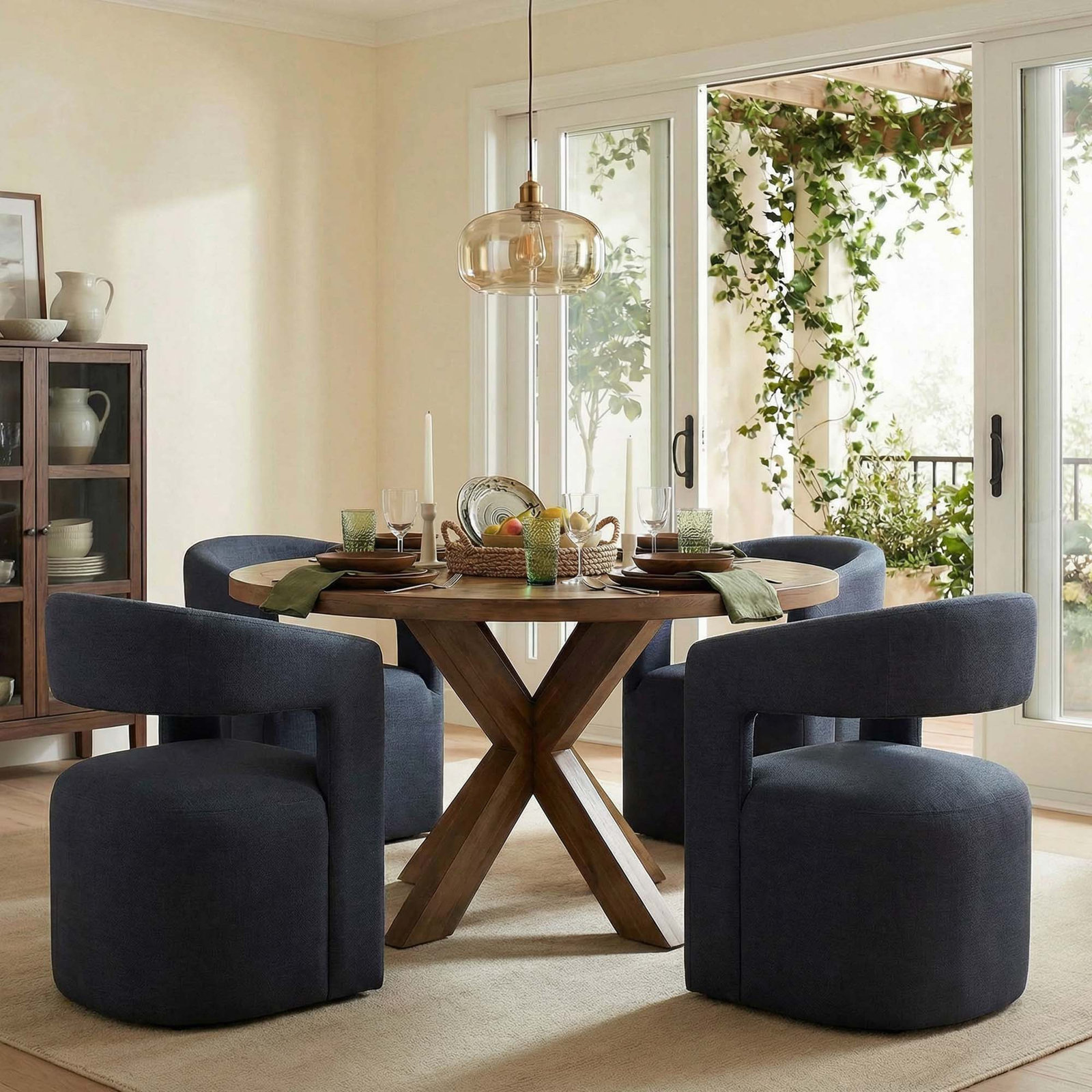 Upholstered Dining Chair, Effie Indigo