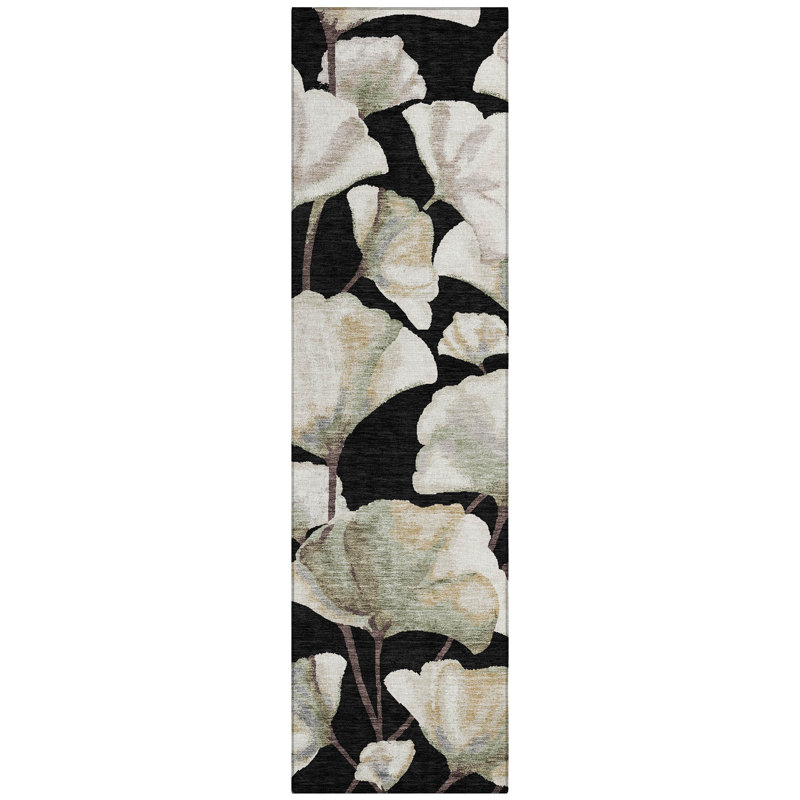 Machine Washable Indoor/Outdoor Raemoore ACN2405 Botanical Rug, Runner 2'3" x 7'6"