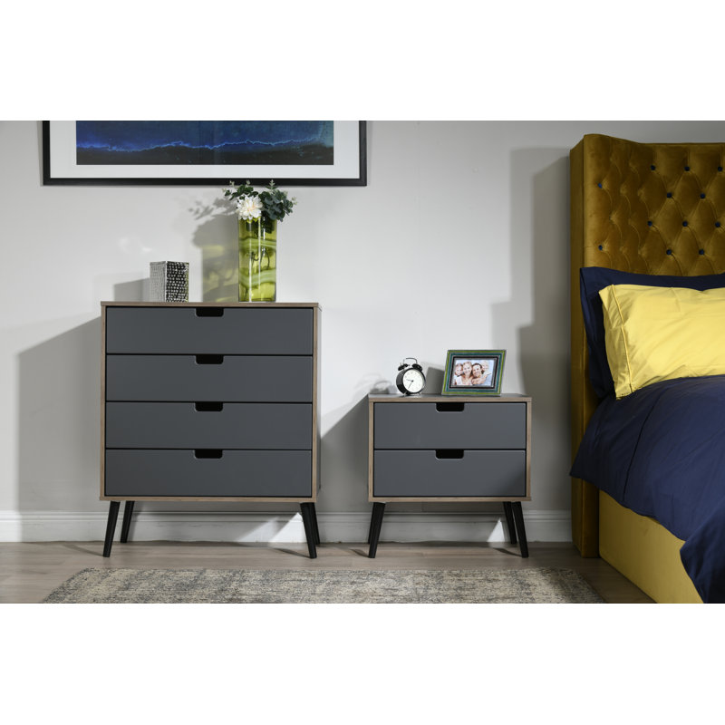 Fully Assembled Fairbury 4 Drawer Chest, Graphite/Black