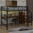 Full Size Metal Loft Bed With Storage Staircase,Desk, LED Light And Small Wardrobe-1146201131