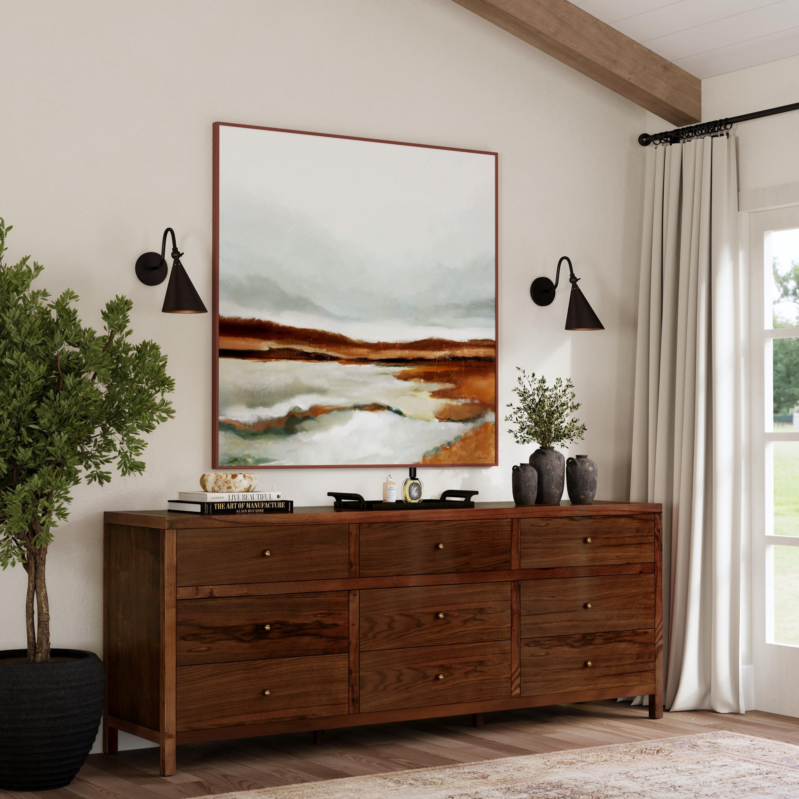 Celine 84" 9-Drawer Dresser, Walnut Brown