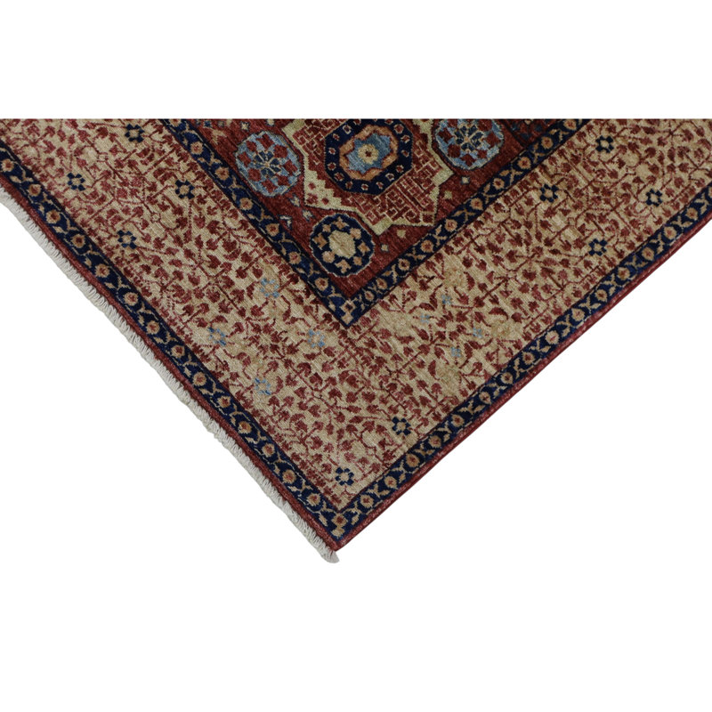 Hand Knotted Wool Area Rug, Rectangle 4'10" x 6'8"