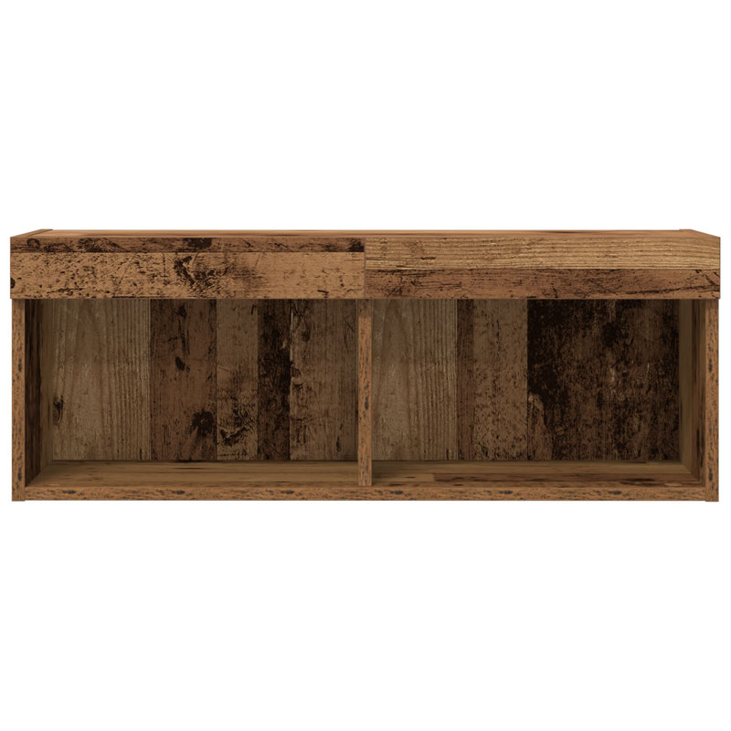 vidaXL Bedside Cabinet with LED Lights Storage Side Table Floating Nightstand, Old Wood