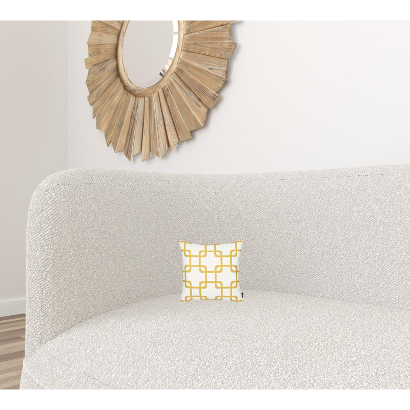 Tangle Throw Pillow, Yellow/White Geometric