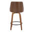 Tabouret de bar pivotant à hauteur fixe de style moderne du milieu du siècle, 66 cm (26 po), en bois de noyer et similicuir gris clair, avec repose-pieds rond en métal noir - Ensemble de 2