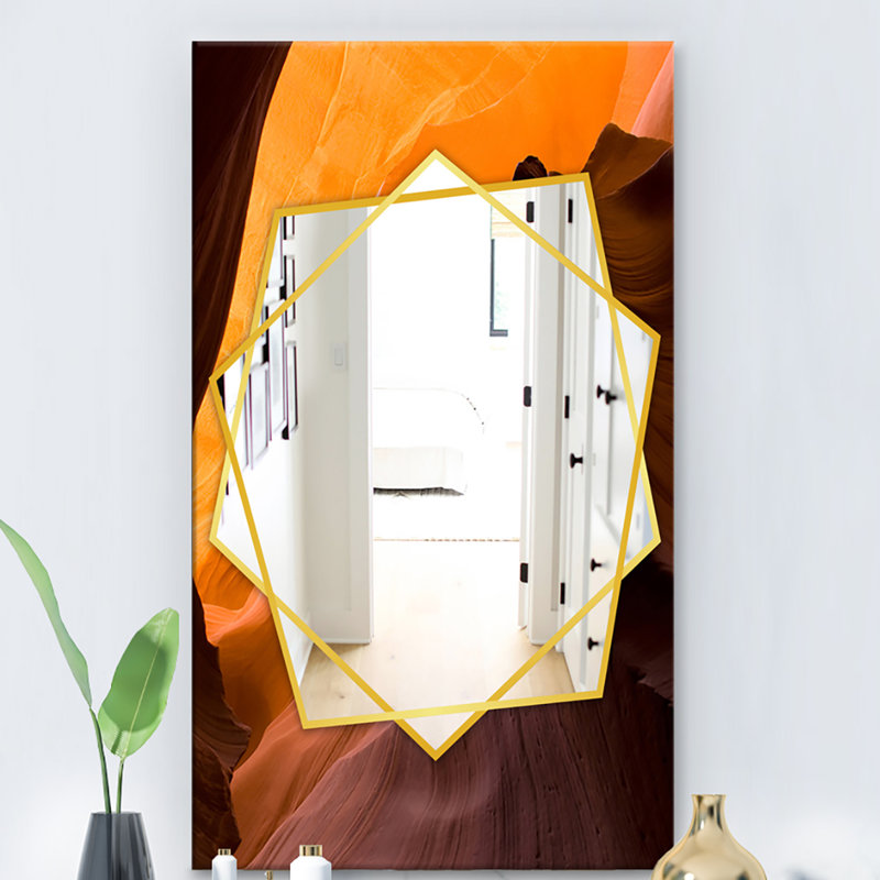 Purple Amethyst - Modern Mirror - Contemporary Wall Mirror, 39.4" H x 29.5" W, Brown