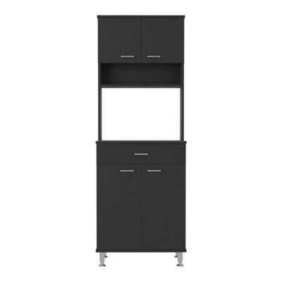 60 Inch Kitchen Pantry With Countertop, Closed & Open Storage For Organized And Stylish Meal Prep