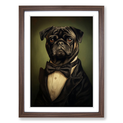 Pug Romanticism - Single Picture Frame Print on Wood
