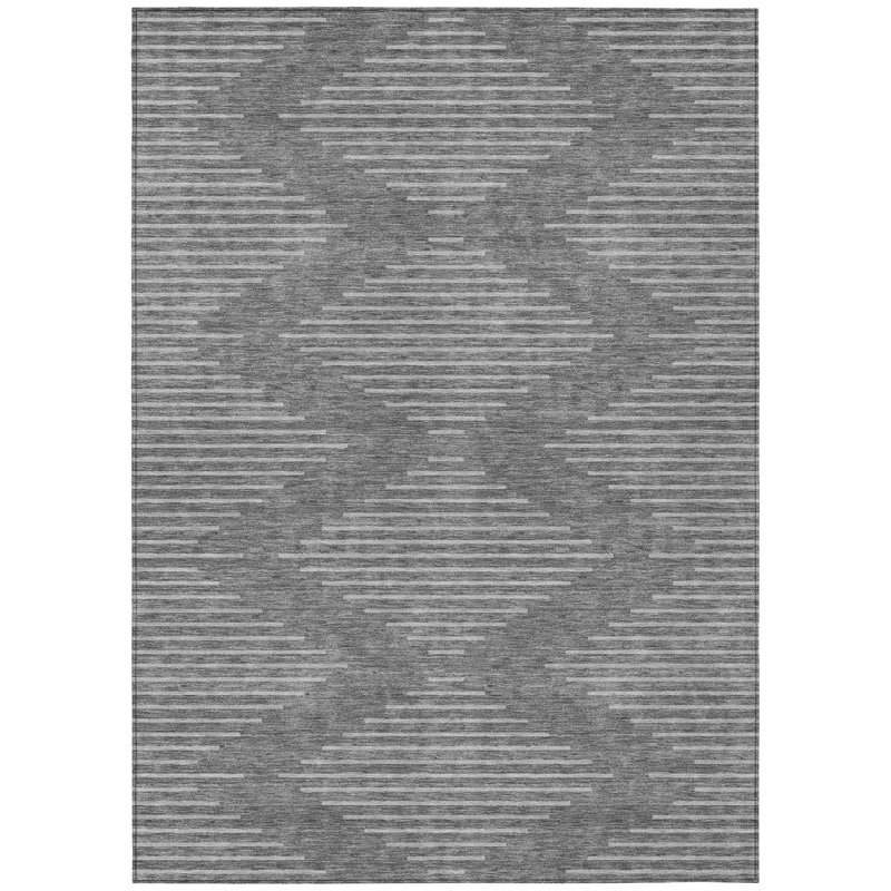 Velina Charcoal Washable Indoor-Outdoor Rug - , 8' x 10'