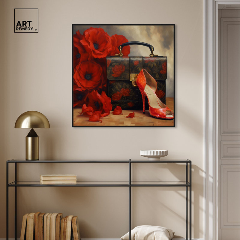 Art mural rétro sur toile Glam In Blossoming, Cadre noir, H 13 po x l 13 po