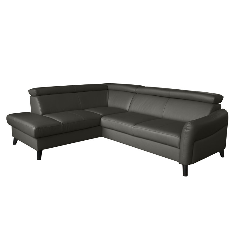 Victoria Upholstered Sleeper Corner Sofa with Ottoman, Dark Grey, Left Hand Facing