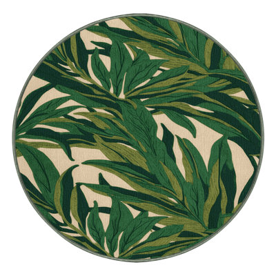 Washable Breadfruit Leaves Hawaiian Area Rug