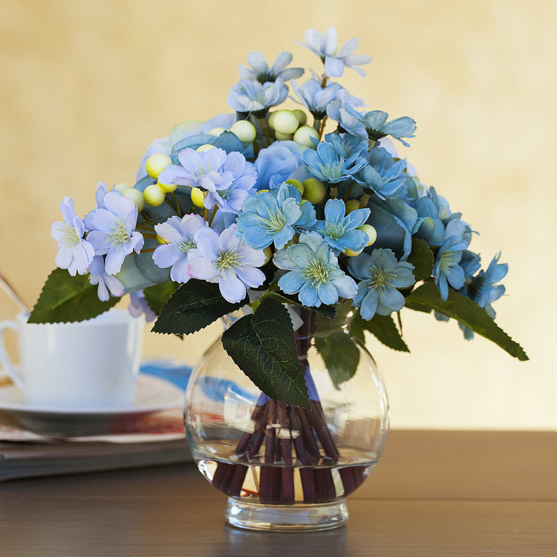 Centre de table Silk Roses, bleu