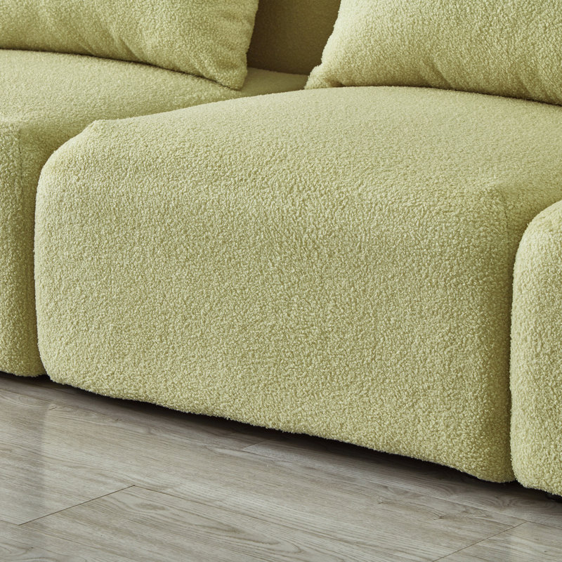 Upholstered Sofa, 28.3" H x 94" W x 34.2" D, Light Green 100% Polyester