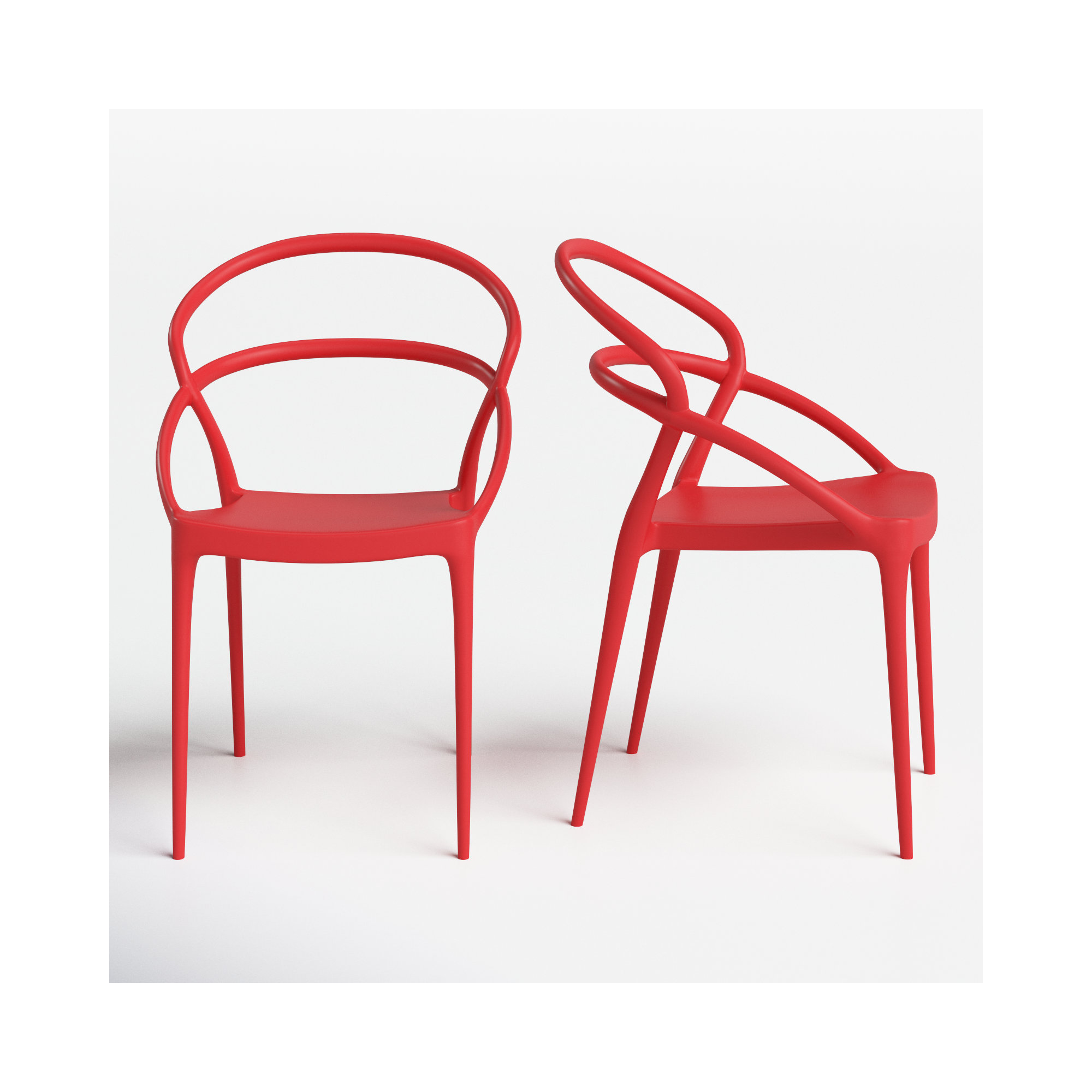 Grover Stacking Patio Dining Armchair, Red