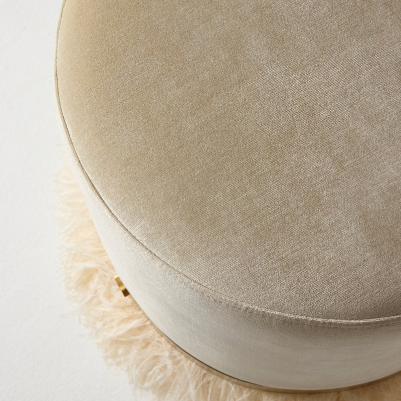 Ostrich Fluff Pouf, Porcelain/Cream