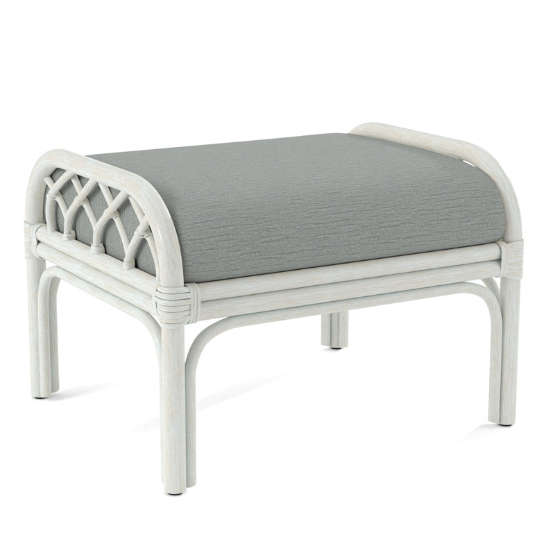 Edgewater Ottoman, Bisque, Light Blue Performance Fabric; 0851-55