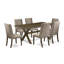 Ensemble de salle à manger 7 pièces composé d'une table de salle à manger rectangulaire avec pieds en X et 6 chaises Parson rembourrées en tissu kaki foncé-1219264330-1219264375