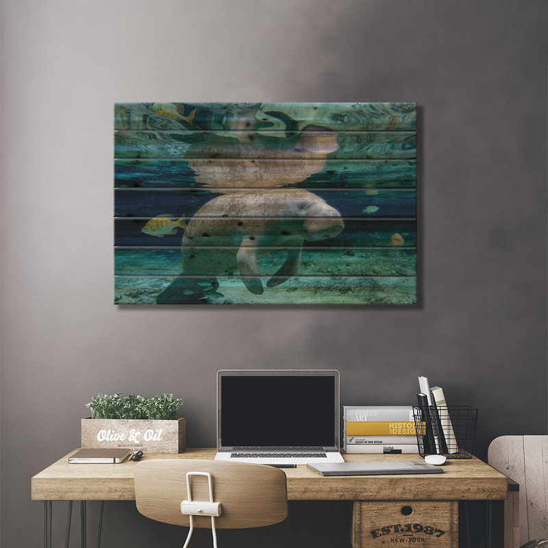 Flloyd Florida Manatee par - Sans cadre sur bois