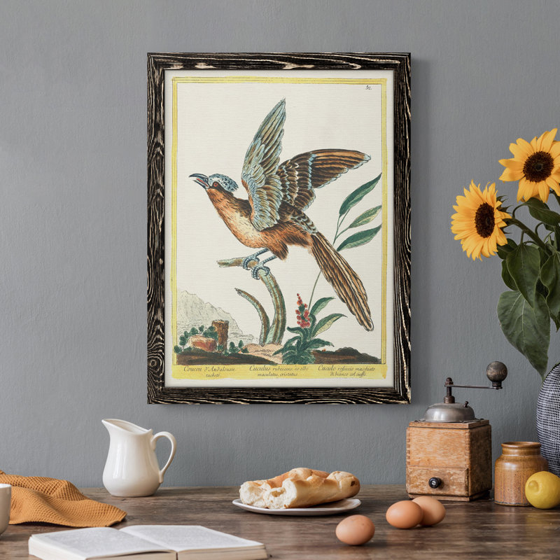 Toile encadrée Pastel Birds IV Premium - prête à être accrochée, H 32 po x l 23 po x P 1 po, Noir