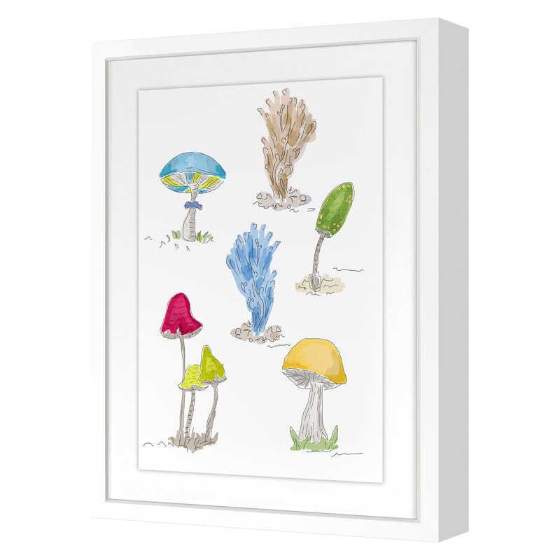 Mushrooms 1 Print by Dana Gibson, White, 32" H x 24" W x 1.25" D
