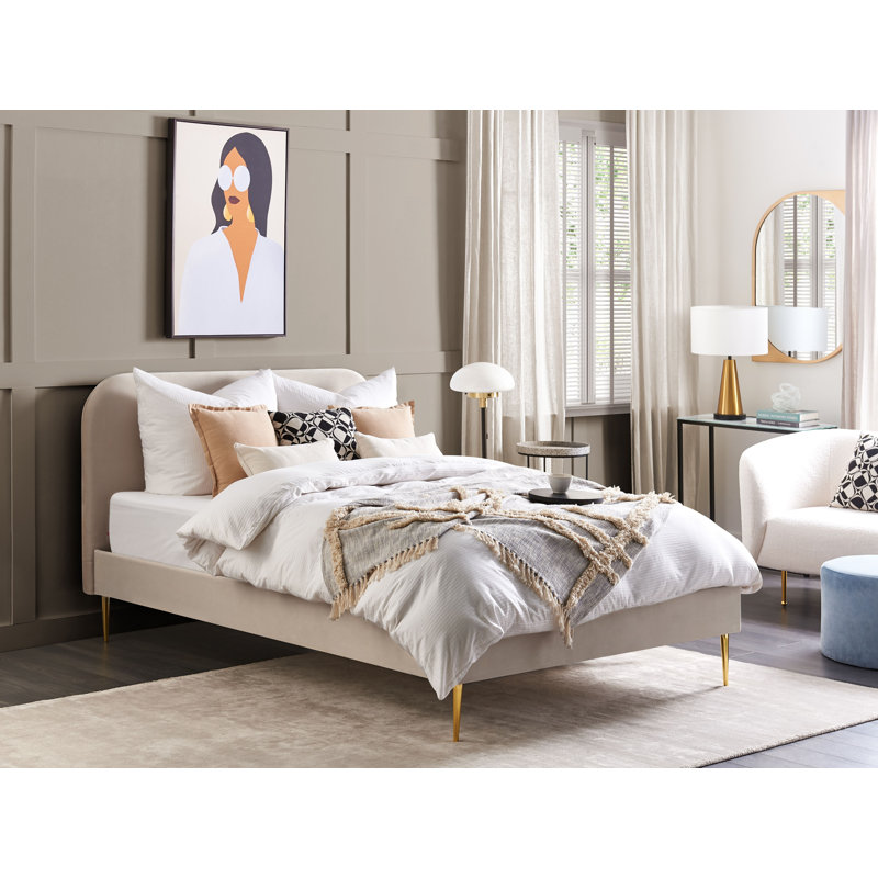 Glaser Upholstered Bed, 140 x 200cm, Beige