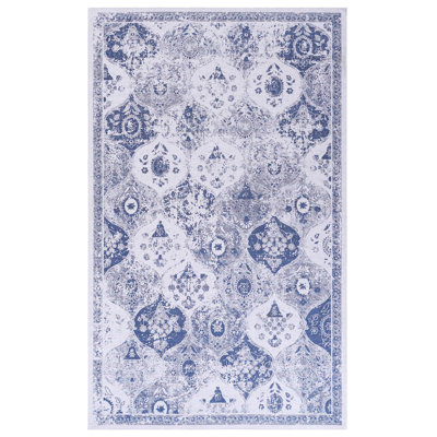 Tapis 9 x 12 - Bleu, lavable, antidérapant, à poils courts, pour le salon, la chambre à coucher, le magasin de tapis et les animaux de compagnie lavables sans perte de poils, casier à poils courts