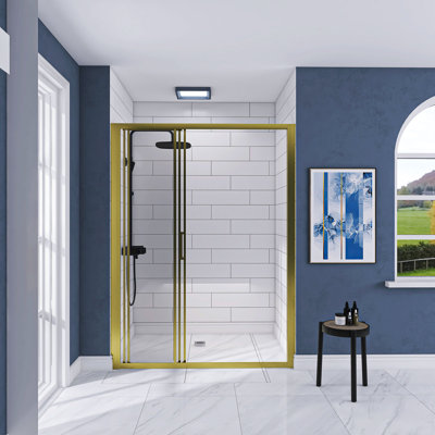 Porte de douche à cadre coulissant à 3 panneaux avec verre transparent de 1/4 po de l 56 à 60 po x H 70 po