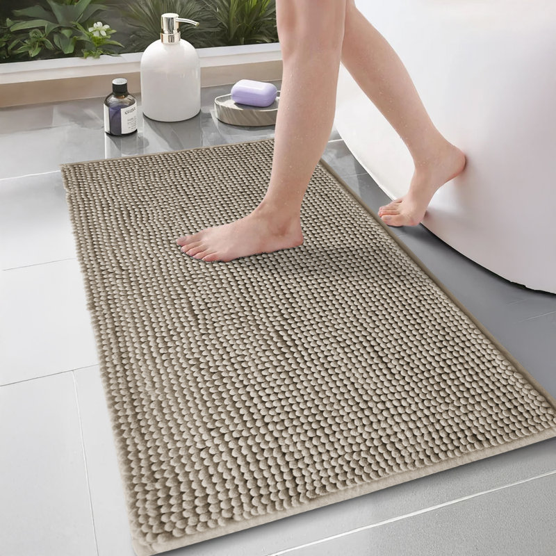 CHENILLE DOOR MAT (NON-SLIP), Silver, 40cm W x 60cm L
