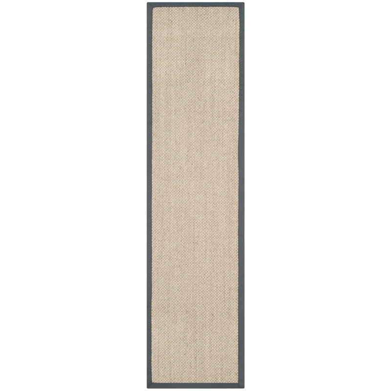 Debroh Natural Fiber Sisal With Latex Solid Color Rug, Runner 2'6" X 20'
