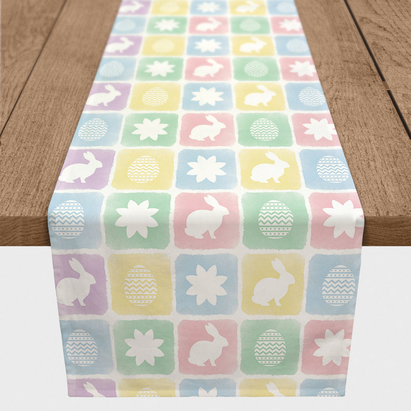 Arujan Rectangle Striped Easter Polyester Table Runner, 72" x 16"
