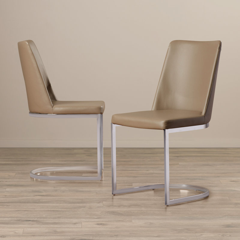 Chaise d'appoint chromée argentée Chromium, PU + Éponge - Taupe