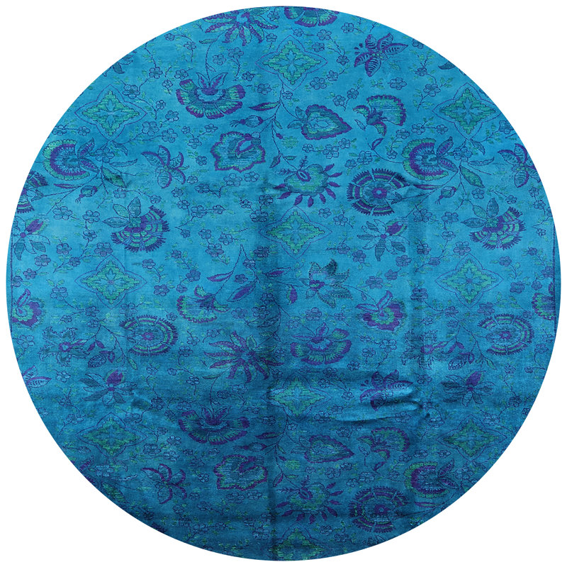 Tapis floral bleu, Rond 5 pi