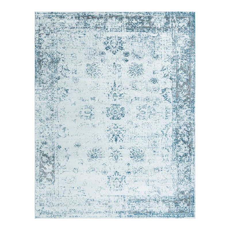 Tapis Brandt, Non, Bleu clair / Bleu marine, Rectangle 10 pi x 13 pi