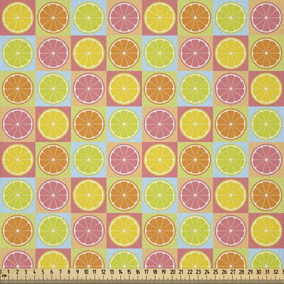 Ambesonne Fruit Fabric By The Yard, Citrus Fruits Themed Squares Grid Lemon Lime Grapefruit Orange And Tangerine Pattern, Microfiber Fabric For Arts A -  East Urban Home, 8DEF8579C3744530808159988B97C8C5