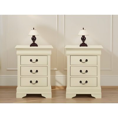 Ensemble de table de chevet 3 tiroirs Kiama Beige