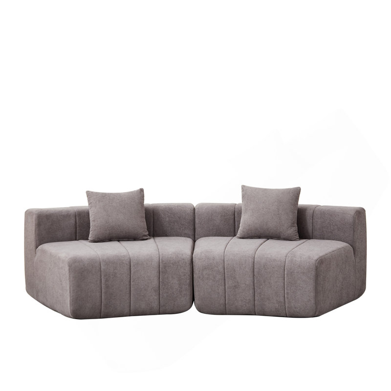 Canapé modulaire courbé Chenille, Gris