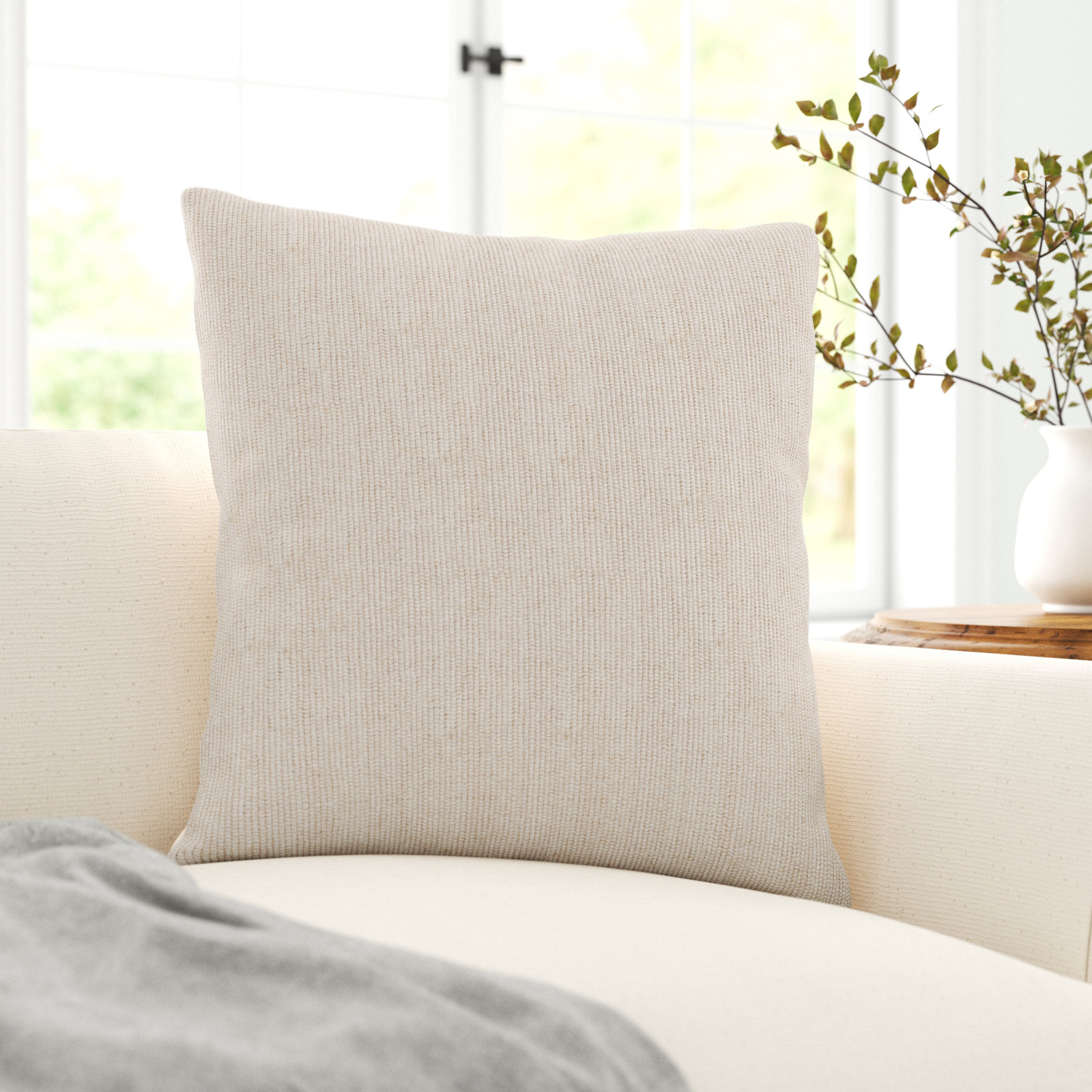 Arlington Throw Pillow, 20" x 20", Polyester/Polyfill, Cream/Beige