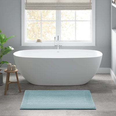 Blue Reversible 20x30" 3000 Gsm 100% Cotton Bath Rug - Construction, Machine Washable, Soft,