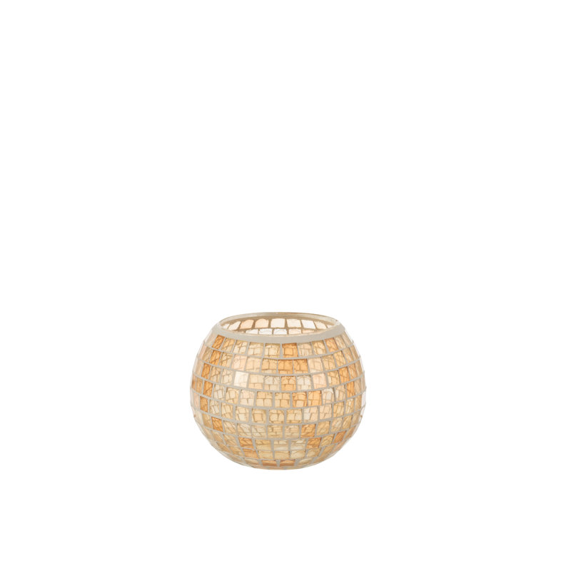 Glass Wall Tealight Holder, 12cm H x 15cm W x 15cm D, Orange