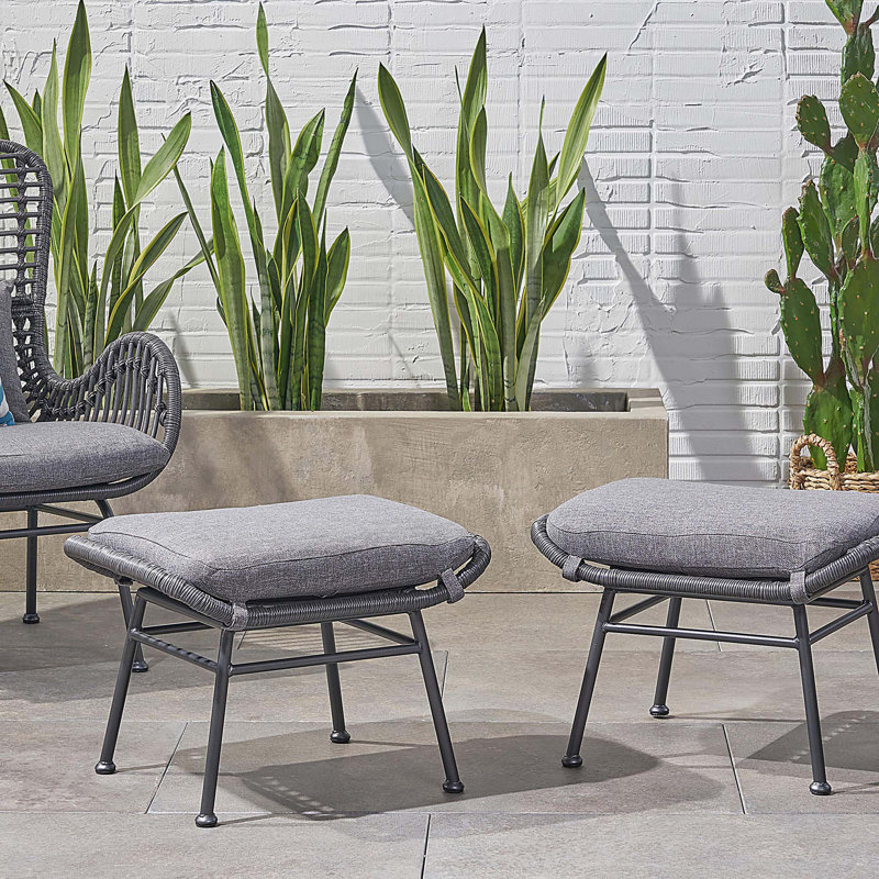 Repose-pieds d'extérieur en rotin avec coussin Montana (ensemble de 2)