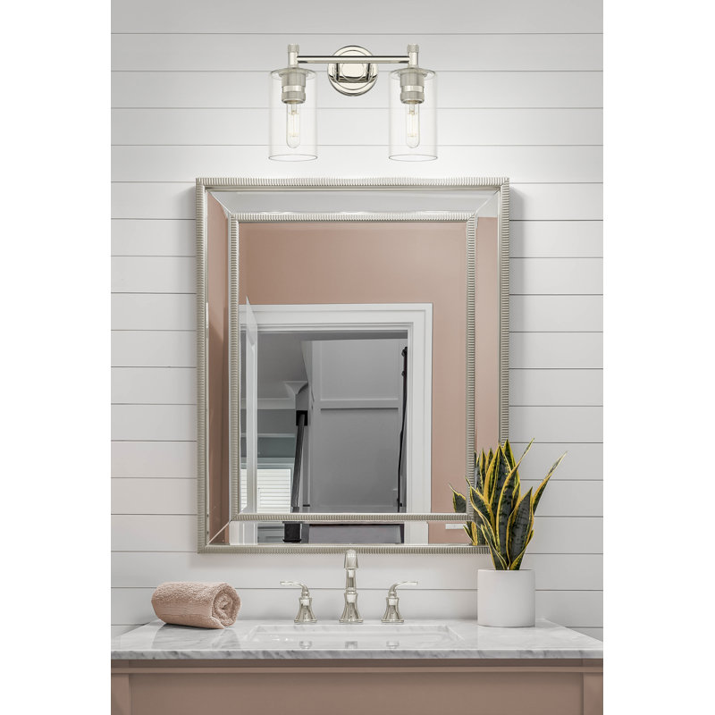 Éclairage pour meuble-lavabo mural 2 lumières Crown Point, Clair, Nickel poli