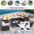 9-piece Outdoor Half-moon Wicker Conversation Sets With 1 Nesting Coffee Table And Tempered Glass Top