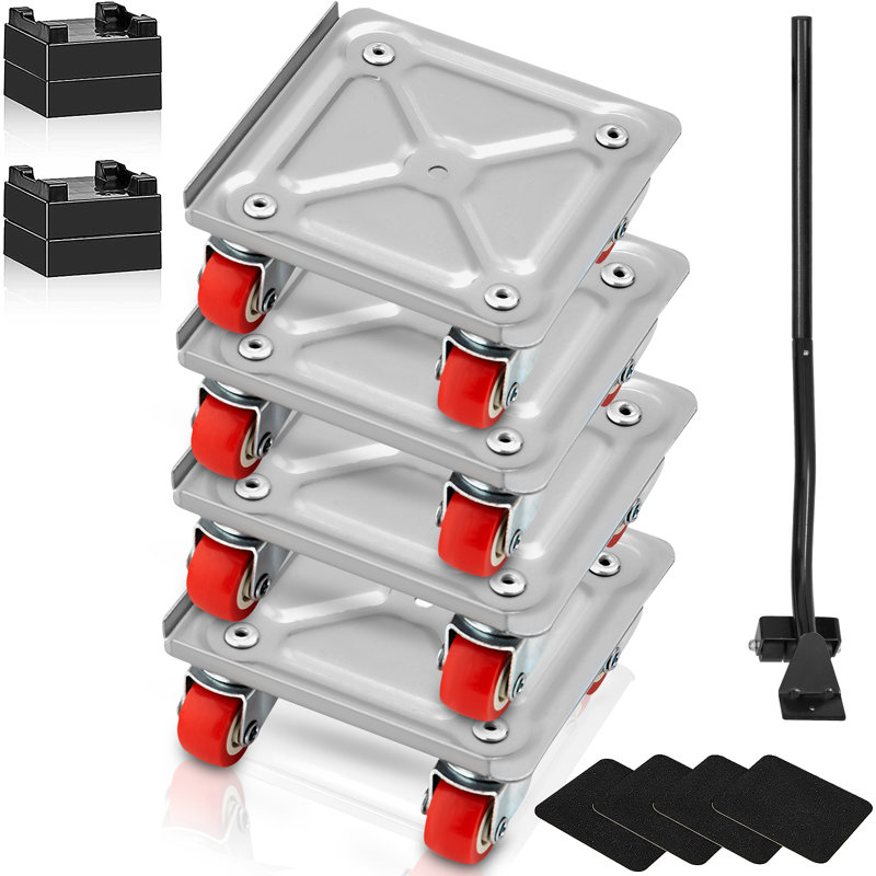 1000 lb Chariot à capacité, Argent / rouge, H 1 po x l 4 po x P 4 po