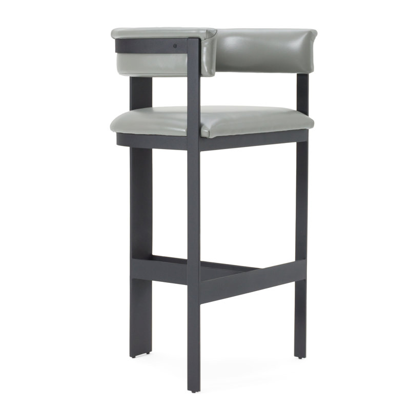 Ferol - Similicuir gris moderne + tabouret de bar noir