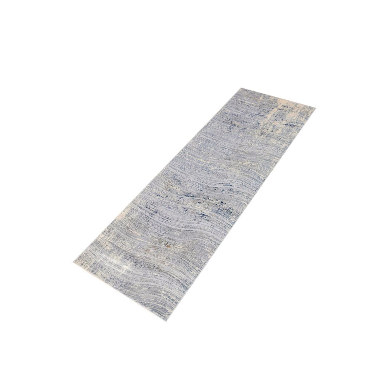 Tapis abstrait bleu clair, Tapis de couloir 2 pi 7 po x 8 pi